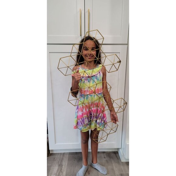 Glam metal abstract gold wall decor. very large light wight art piece honeycomb - Picture 9 of 12